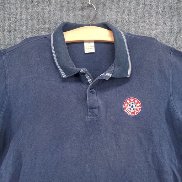 Adidas Men's NSCAA Soccer Polo Shirt Blue Large Short Sleeve Embroidered Logo - Picture 3 of 13